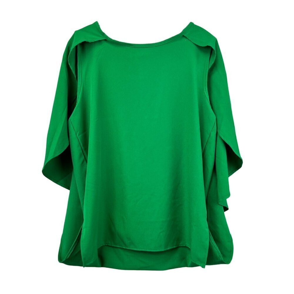 Bibi Womens Sleeveless Pullover Cape Blouse Round Neck Green Large